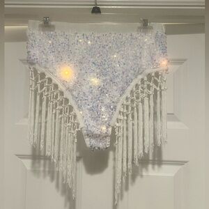 NWT Bear Dance Sequin shorties in white. Size Large